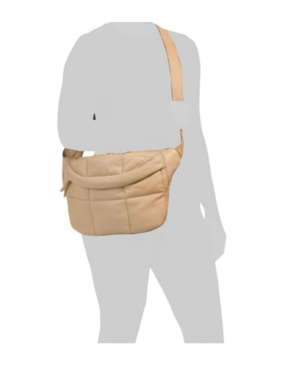 New with tags STYLISM Tan Sheepskin Oversized Puffy Quilted Sling Bag
